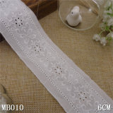 High Quality 100% Cotton Pure White Embroidery Lace for Garments