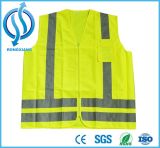 100% Poltyester Yellow Safety Vest with Mutilple Pockets