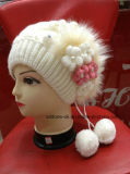 New Design Fashion Hand Knit Flower Lady Girl Hat Beanie