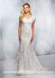 Sequins Lace Bridal Gowns Cap Sleeves Mermaid Wedding Dresses C014