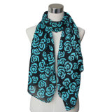 Fashion Lady Cotton/Linen Flower Printed Voile Scarf (YKY4066)
