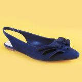 Ladies Slip on Pointed Toe Blue Suede Slippers for Women
