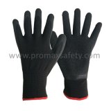 13G Black Polyester Shell Black Crinkle Latex Palm Dipping Gloves