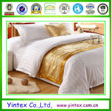 100% Cotton Bed Sheet Hotel Bright White Damask Stripe