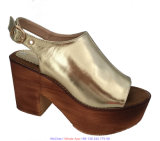 Women's Peep-Toe Gold Platform Wedge Sandals High Heel Shoes