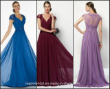 Cap Sleeves Bridesmaid Gown Lace Back Evening Dress EV09