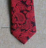 Poly Woven Red Paisley Necktie for Wedding