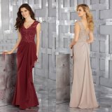 Beaded Lace and Chiffon Mother Dress Ladies Wine Evening Gown