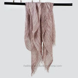Fashion Plain Dyed Thin Cotton Scarf with Crinkle Effect (Hz12)