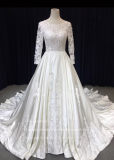 Aolanes Long Lace Sleeve Church Wedding Dress