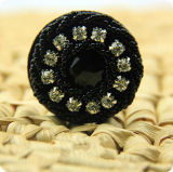 Black Decorate Button Rhinestone String of Beads Button Garment Accessories