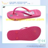 PE Women Shoes, Pink Slipper Flip Flops with Cartoon Cat Insole Printing