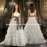 Tiered A-Line Sweetheart Gray Sash Beads Wedding Gowns H13348