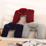 Flocked PVC Inflatable Neck Pillow for Office Sleeping