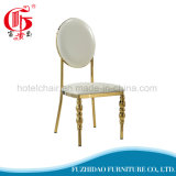 Graceful Metal Stainless Steel Round Back Wedding Chair with White PU Cushion
