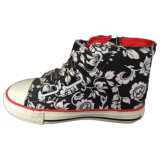 High Top Young Fashion Zipper up Colorful Kids Canvas Shoe