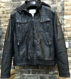 Fashion New Men Hoodie PU Leather Jacket St1604