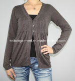 Women Knitted V Neck Fashion Clothes with Buttons (12AW-068)
