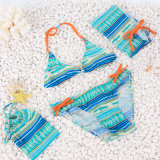 Lovely Swimming Suit with Bag for Girl Blue and Yellow DOT