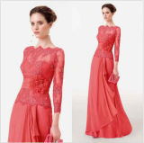 Coral Lace Bridesmaid Dresses A-Line Chiffon Mother of The Bridal Formal Evening Dress M224