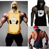 Cotton Fitness Gym Stringer Tank with Hoodie