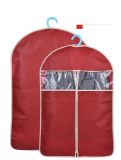 Customized PVC Window Red Nonwoven Fabric Mens Suit Garment Bag Carry on