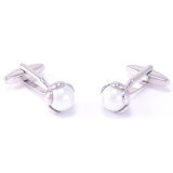 VAGULA Silver Plated Pearl Cotton Cuff Link for Men