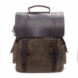 Waxed Cowhide Leather Sport Backpack Waterproof Canvas Bag Backpack (RS-MS1820)