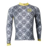 Patterned Grey Cycling Jersey Tops Men's Long Sleeve Breathable Jacket