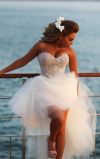2016 New Short Front Long Back Wedding Dress Knee Length Alsw1705