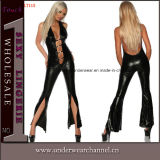Black Leather Jumpsuit Fullbody Cat Woman PVC Lingerie Catsuit (TYLM115)