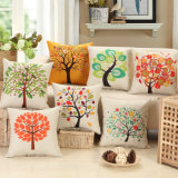 Mall Gift Linen Cotton Square 45cm Tree Plant Print Cushions Sofa Seat Back Cushion Cover Car Office Throw Pillow Case