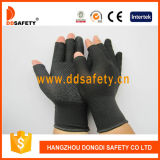 Ddsafety 2017 Black Nlyon Shell Black PVC Dots Seamless Half Finger Cotton Working Gloves