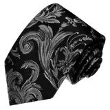 Men's Fashion Navy Background Big Siliver Design Woven Silk Neckties