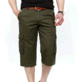 Top-Quality Men's Cotton Twill Canvas Leisure Fashion Olive Green Short Pants