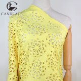 Yellow Color High Quality Laser Cut Lace Fabric for Aso Ebi Party Dress