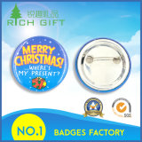 Festive Christmas Gift Plastic Badge with Safety Pin Search for The First