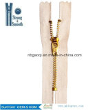 Gold Color Zinc Alloy Metal Zipper for Garments, Metal Zipper for Bags
