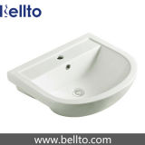 Irregular Ceramic Sink Semi Recessed Basin for Bathroom Furniture (5018)