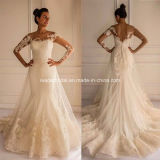 Sheer Long Sleeves Wedding Gown Mermaid Lace Bridal Dresses G1743
