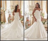Strapless Silver Beading Bridal Gowns Plus Size Mermaid Wedding Dress Mrl3205