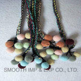 Fashion Pompom Belt Made of Brad Cord and Colorful Tassel