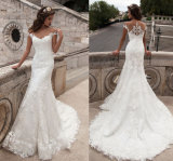 Mermaid Strapless V Neck Lace Full Length Wedding Bridal Dress
