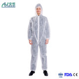 White Disposable Protective Non Woven Coverall for Medical/Food Industry Use