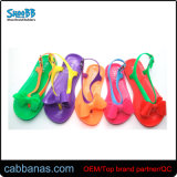 Cute Colorful Cheap Air Blowing Jelly Bowknot Flip Flops Slippers for Girls Kids Children