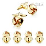 VAGULA Jewelry Gold Knot Tuxedo Collar Studs 6PCS Set Cuff Links