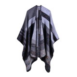 Women's Color Block Open Front Blanket Poncho Checked Reversible Cashmere Like Cape Thick Winter Warm Stole Throw Poncho Wrap Shawl (SP240)