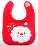 China Factory Produce Customized Logo Embroidered Cotton Knit Terry Red Baby Bib