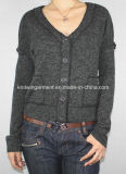 Women Knitted V Neck Fashion Clothes with Buttons (12AW-279)