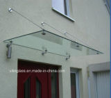 12mm Clear and Frosted Tempered Glass Awning for Entrance